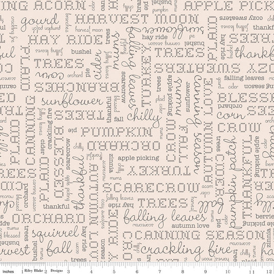 Autumn Words Latte Wideback Fabric 107/108" by the Yard | Riley Blake Designs