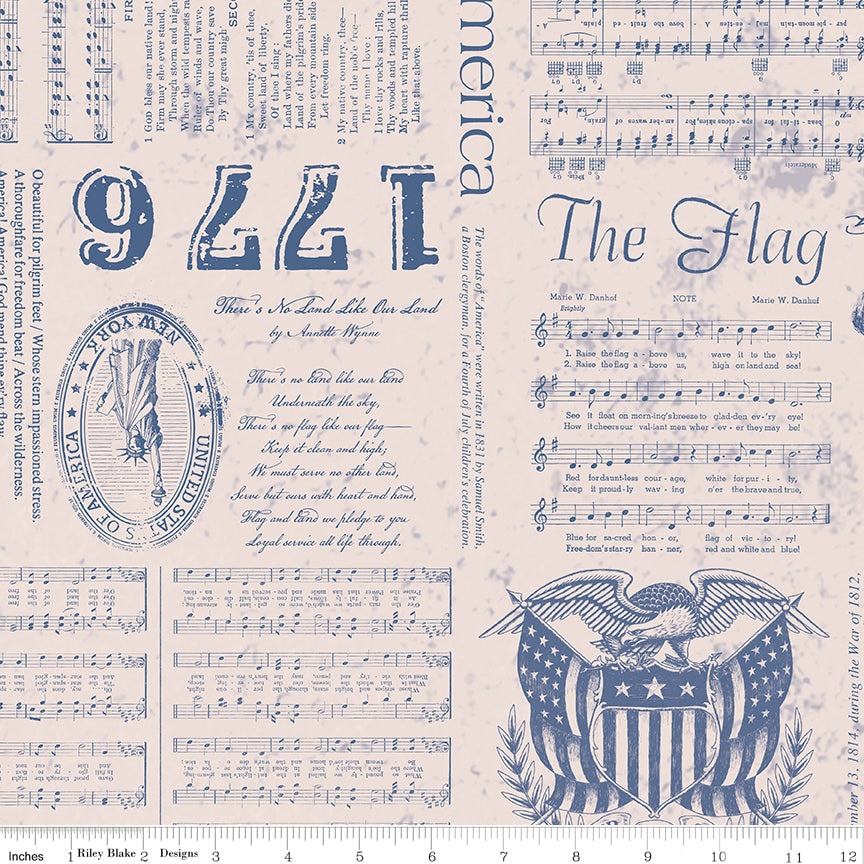 Americana 107/108" Wide Back Liberty Blue Patriotic Riley Blake Fabric by the Yard