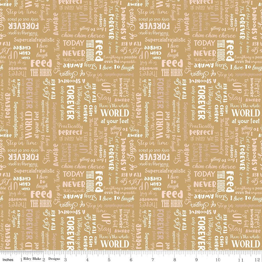 A Spoonful of Sugar Storybook Gold Riley Blake Quilting Fabric by the Yard - Ray of Sonshine Design
