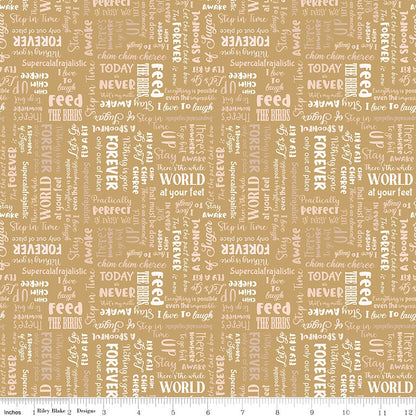 A Spoonful of Sugar Storybook Gold Riley Blake Quilting Fabric by the Yard - Ray of Sonshine Design