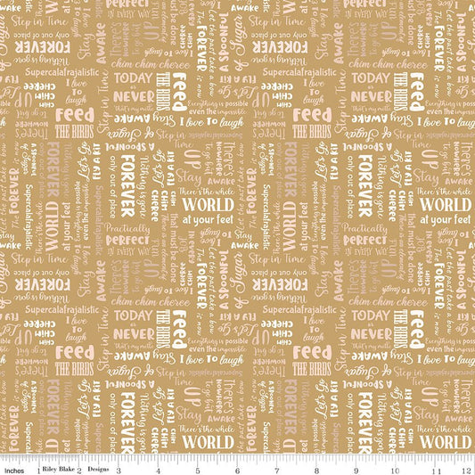 A Spoonful of Sugar Storybook Gold Riley Blake Quilting Fabric by the Yard - Ray of Sonshine Design