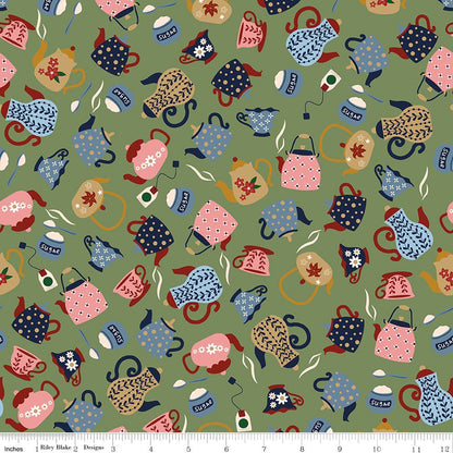 A Spoonful of Sugar Tea & Sugar Green Riley Blake Designs Quilting Cotton Fabric by the Yard - Ray of Sonshine Design
