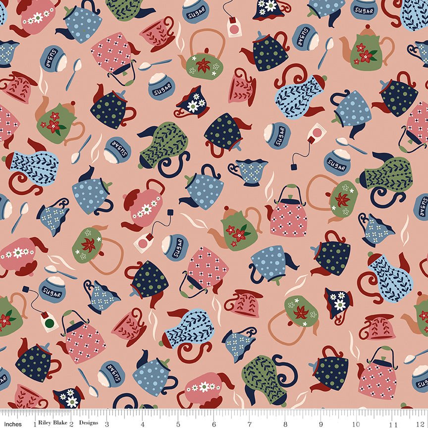 A Spoonful of Sugar Tea & Sugar Peach Riley Blake Designs Quilting Cotton Fabric by the Yard - Ray of Sonshine Design