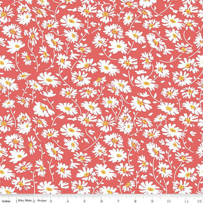 Always in Season Daisy Sky - C15104 - RED - Riley Blake Designs - Floral Fabric - Cotton Fabric by the yard - Ray of Sonshine Design