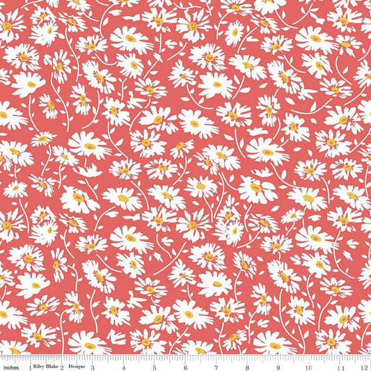 Always in Season Daisy Sky - C15104 - RED - Riley Blake Designs - Floral Fabric - Cotton Fabric by the yard - Ray of Sonshine Design