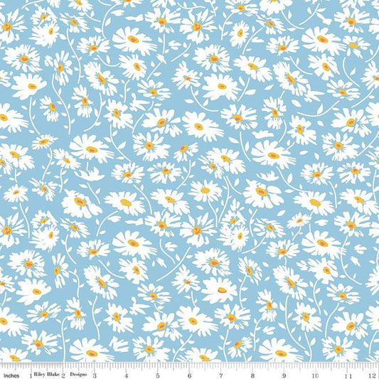 Always in Season Daisy Sky - C15104 - SKY - Riley Blake Designs - Floral Fabric - Cotton Fabric by the yard - Ray of Sonshine Design