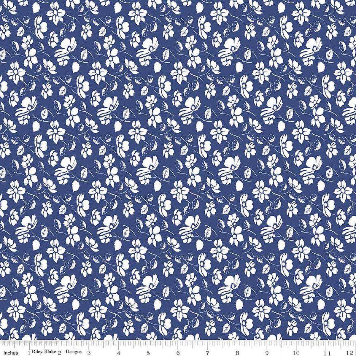 Always in Season Mono Floral Navy - C15105 - NAVY - Riley Blake Designs - Floral Fabric - Cotton Fabric by the yard - Ray of Sonshine Design