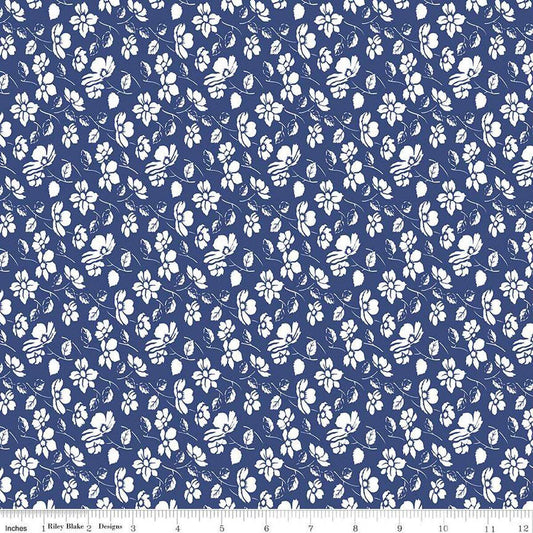 Always in Season Mono Floral Navy - C15105 - NAVY - Riley Blake Designs - Floral Fabric - Cotton Fabric by the yard - Ray of Sonshine Design