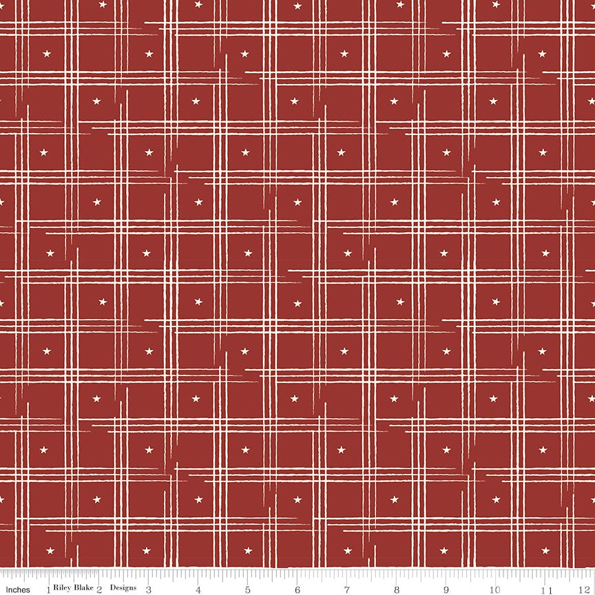 American Honor Plaid Barn Red by Riley Blake Fabric by the Yard - Ray of Sonshine Design