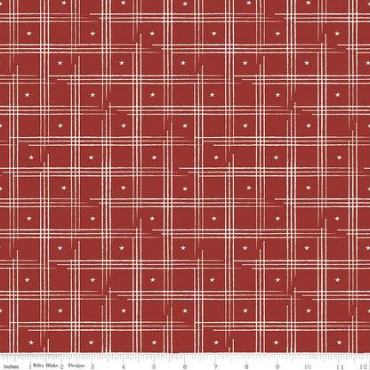 American Honor Plaid Barn Red by Riley Blake Fabric by the Yard - Ray of Sonshine Design