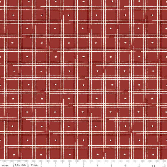 American Honor Plaid Barn Red by Riley Blake Fabric by the Yard - Ray of Sonshine Design