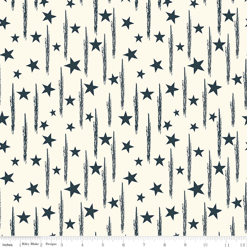 American Honor Stars & Stripes Cream Quilting Cotton Fabric – Riley Blake, Vicki Gifford (C17094 - CREAM) - Ray of Sonshine Design