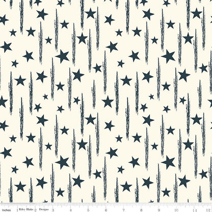 American Honor Stars & Stripes Cream Quilting Cotton Fabric – Riley Blake, Vicki Gifford (C17094 - CREAM) - Ray of Sonshine Design