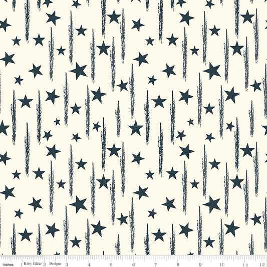 American Honor Stars & Stripes Cream Quilting Cotton Fabric – Riley Blake, Vicki Gifford (C17094 - CREAM) - Ray of Sonshine Design
