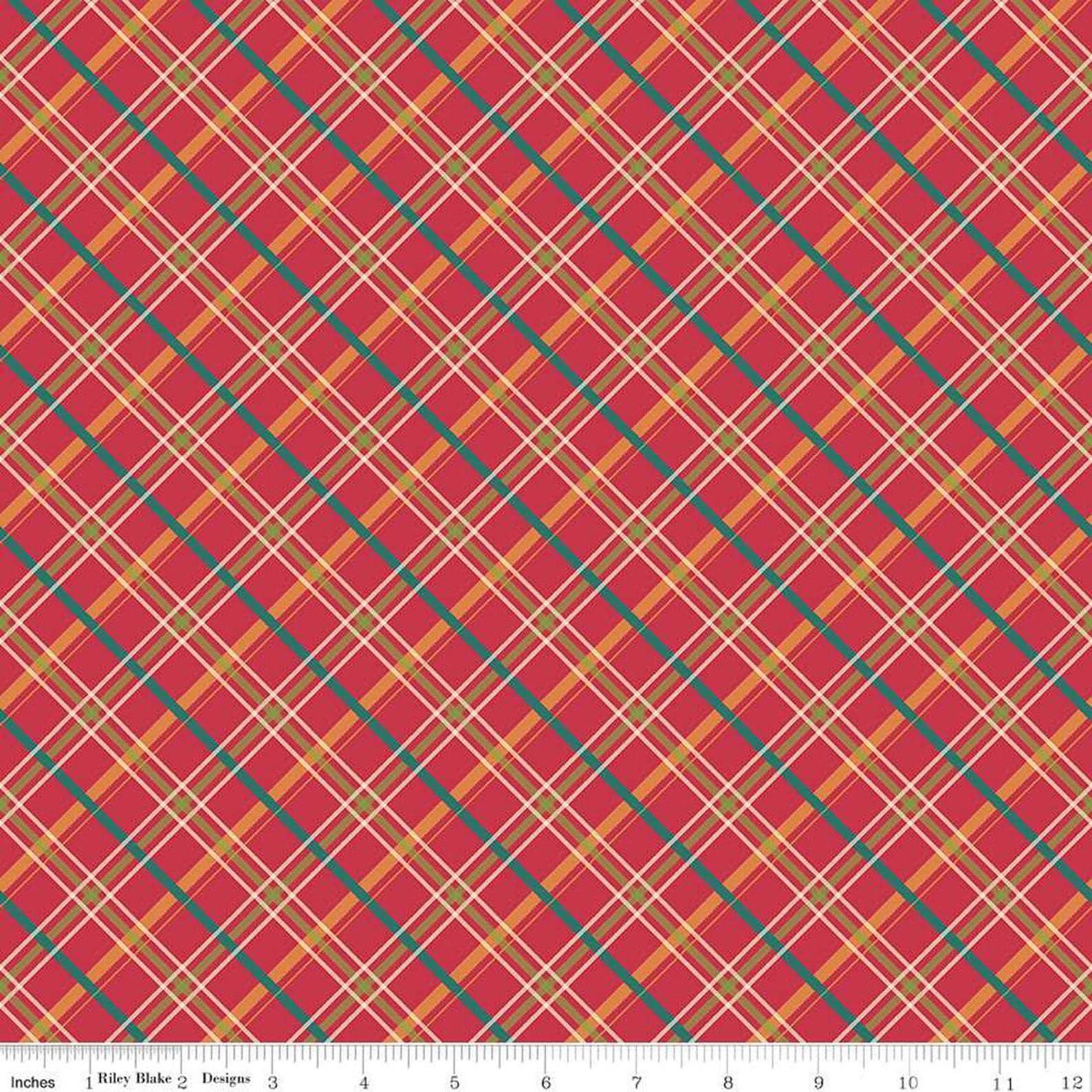 Autumn Afternoon Plaid C14875 - Berry - Riley Blake Designs Autumn Afternoon - Cotton Fabric by the yard - Fall Multicolored Diagonal - Ray of Sonshine Design