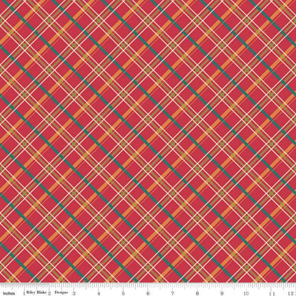Autumn Afternoon Plaid C14875 - Berry - Riley Blake Designs Autumn Afternoon - Cotton Fabric by the yard - Fall Multicolored Diagonal - Ray of Sonshine Design