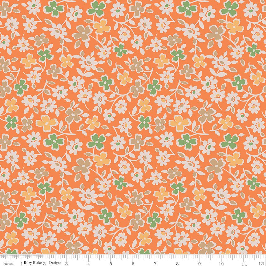 Autumn Cosmos Pumpkin Riley Blake Designs Wideback Fabric 107/108 inch by the Yard - Ray of Sonshine Design