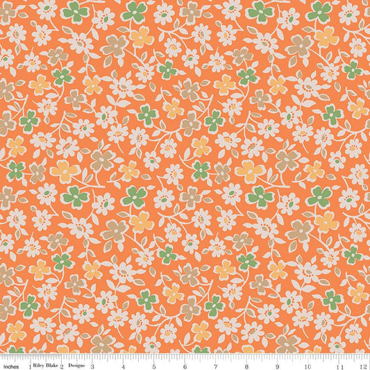 Autumn Cosmos Pumpkin Riley Blake Designs Wideback Fabric 107/108 inch by the Yard - Ray of Sonshine Design