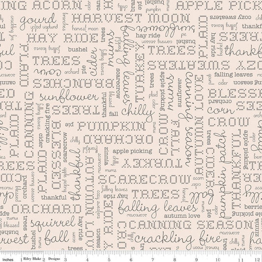 Autumn Words Latte Wideback Fabric 107/108" by the Yard | Riley Blake Designs - Ray of Sonshine Design