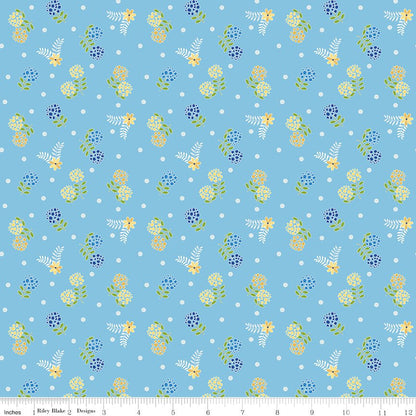 Awakening Blossoms Blue Fabric by the Yard or Fat Quarter | Riley Blake Designs - Ray of Sonshine Design