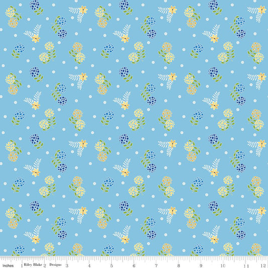 Awakening Blossoms Blue Fabric by the Yard or Fat Quarter | Riley Blake Designs - Ray of Sonshine Design