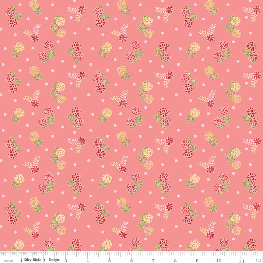 Awakening Blossoms Coral Riley Blake Quilting Fabric by the Yard - Ray of Sonshine Design