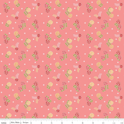 Awakening Blossoms Coral Riley Blake Quilting Fabric by the Yard - Ray of Sonshine Design