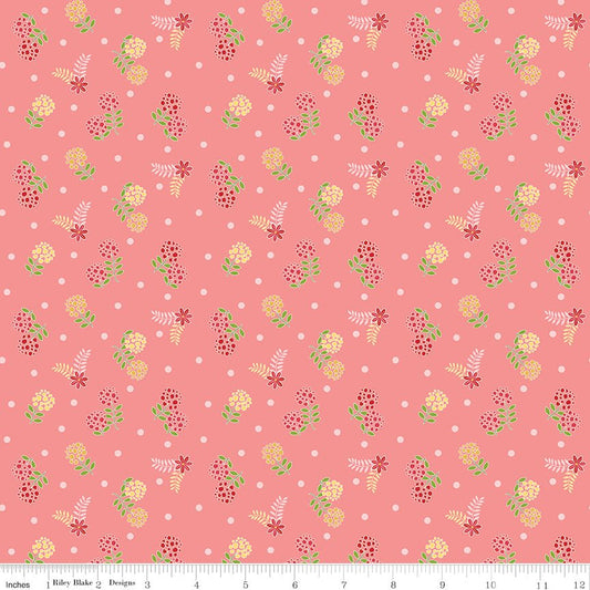 Awakening Blossoms Coral Riley Blake Quilting Fabric by the Yard - Ray of Sonshine Design