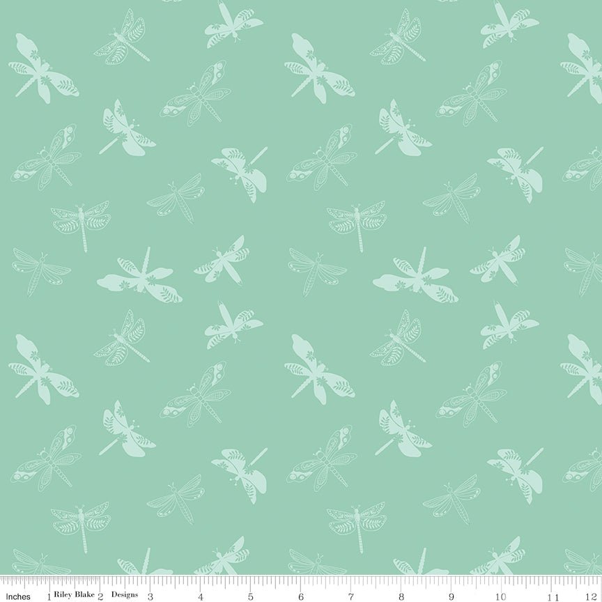 Awakening Libellulas Songbird Tone - on - Tone Dragonflies Quilting Cotton Fabric by the Yard - Ray of Sonshine Design