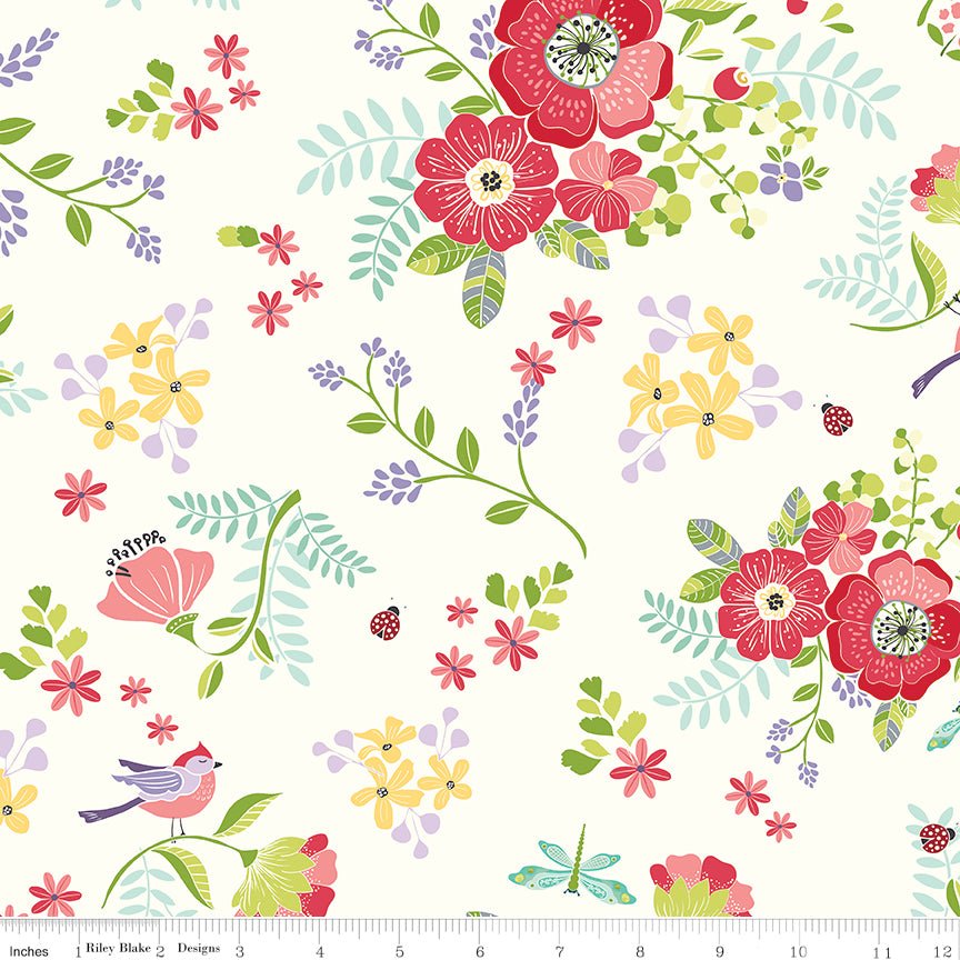 Awakening Wideback Fabric 107/108\" Spring Palette Cream - Ray of Sonshine Design