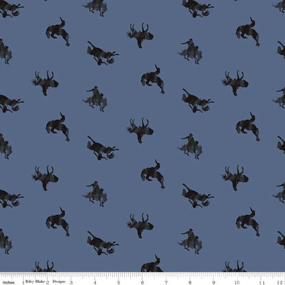 Back of the Chutes Broncos Denim - Riley Blake Designs - Cotton Fabric by the yard - C10133 - DENIM - Ray of Sonshine Design