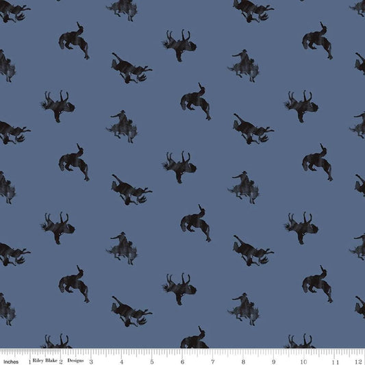 Back of the Chutes Broncos Denim - Riley Blake Designs - Cotton Fabric by the yard - C10133 - DENIM - Ray of Sonshine Design
