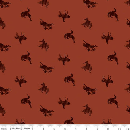 Back of the Chutes Broncos Rust - Riley Blake Designs - Cotton Fabric by the yard - C10133 - RUST - Ray of Sonshine Design