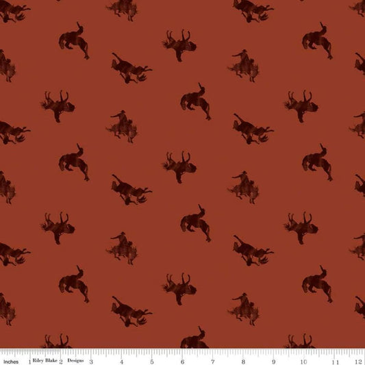 Back of the Chutes Broncos Rust - Riley Blake Designs - Cotton Fabric by the yard - C10133 - RUST - Ray of Sonshine Design