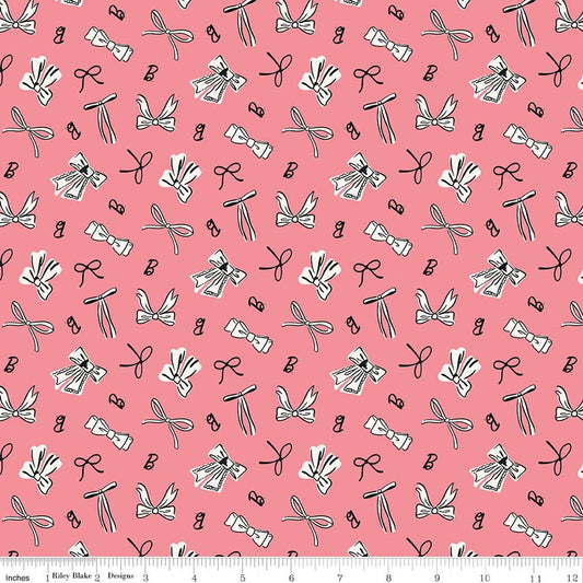 Barbie™ Vintage Bows Pink Riley Blake Fabric by the Yard - Ray of Sonshine Design