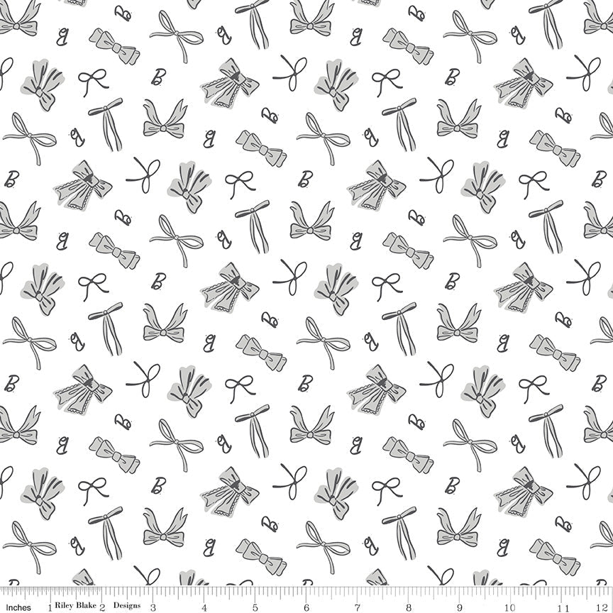 Barbie Vintage Bows White Riley Blake Designs Fabric by the Yard - Ray of Sonshine Design