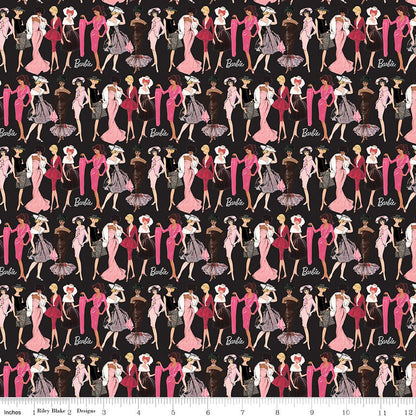 Barbie Vintage Fashion Black Riley Blake Designs Fabric by the Yard - Ray of Sonshine Design