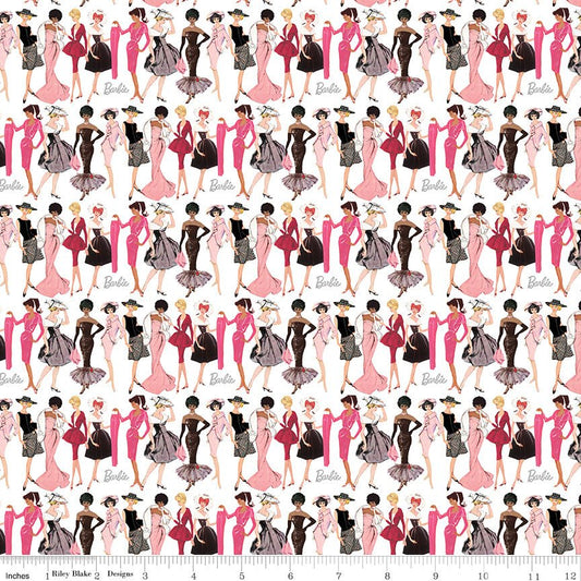 Barbie Vintage Fashion White Riley Blake Designs Fabric by the Yard - Ray of Sonshine Design