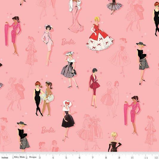 Barbie™ Vintage Main Pink Riley Blake Designs Fabric by the Yard - Ray of Sonshine Design