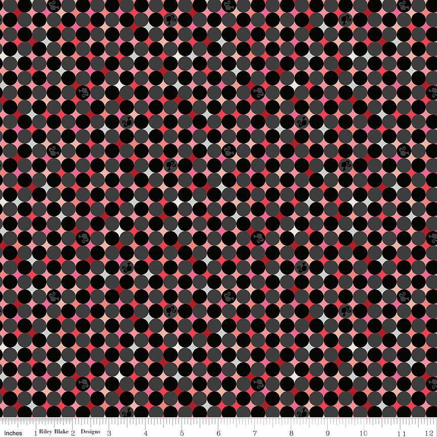 Barbie Vintage Sparkle Dots Black Riley Blake Fabric by the Yard - Ray of Sonshine Design