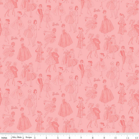 Barbie™ Vintage Tonal Pink Riley Blake Fabric by the Yard - Ray of Sonshine Design