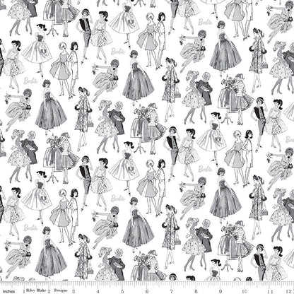 Barbie Vintage Tonal White Riley Blake Designs Fabric by the Yard - Ray of Sonshine Design