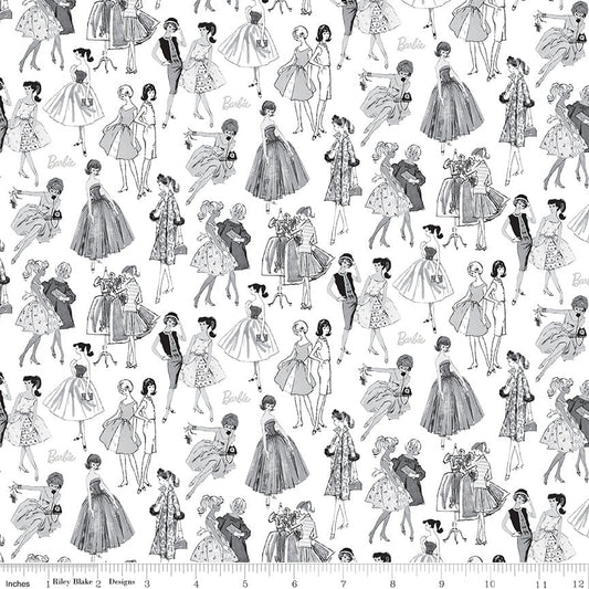 Barbie Vintage Tonal White Riley Blake Designs Fabric by the Yard - Ray of Sonshine Design
