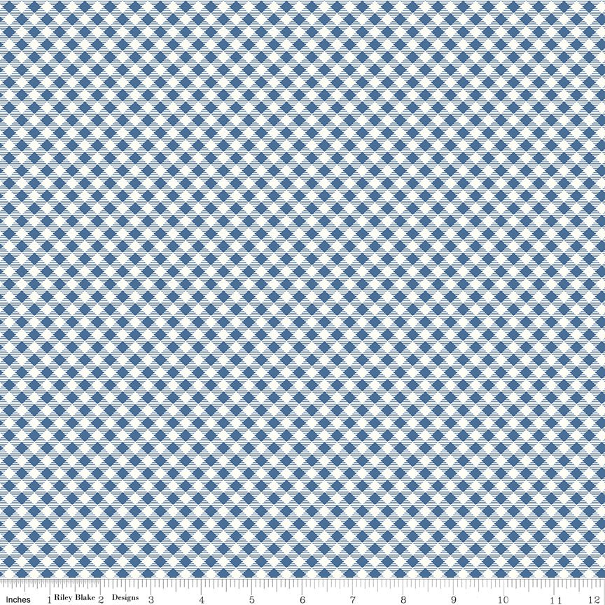 Bee Ginghams Carolyn Denim Riley Blake Fabric by the Yard - Ray of Sonshine Design