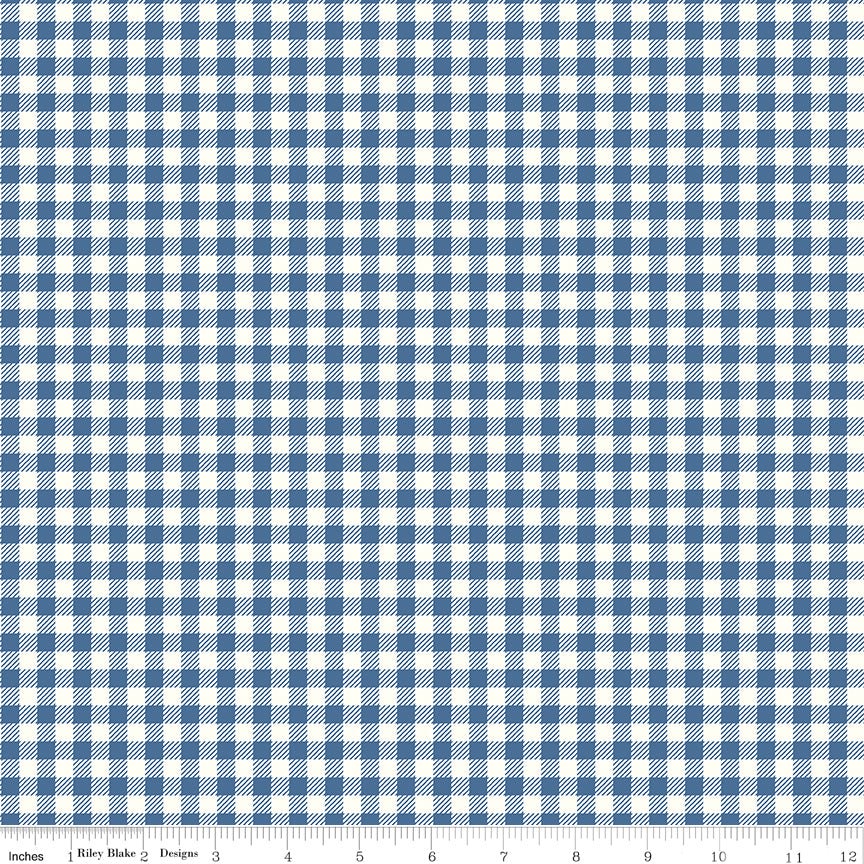 Bee Ginghams Renae Denim Riley Blake Fabric by the Yard - Ray of Sonshine Design