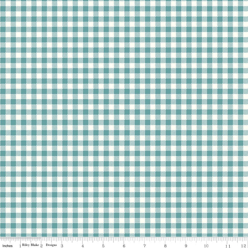 Bee Ginghams Renae Teal Riley Blake Fabric by the Yard - Ray of Sonshine Design