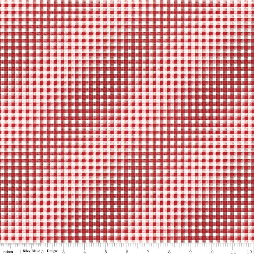Bee Ginghams Tina Schoolhouse Red Lori Holt Riley Blake Fabric by the Yard - Ray of Sonshine Design