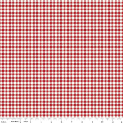 Bee Ginghams Tina Schoolhouse Red Lori Holt Riley Blake Fabric by the Yard - Ray of Sonshine Design
