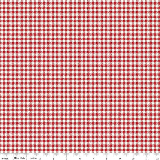 Bee Ginghams Tina Schoolhouse Red Lori Holt Riley Blake Fabric by the Yard - Ray of Sonshine Design