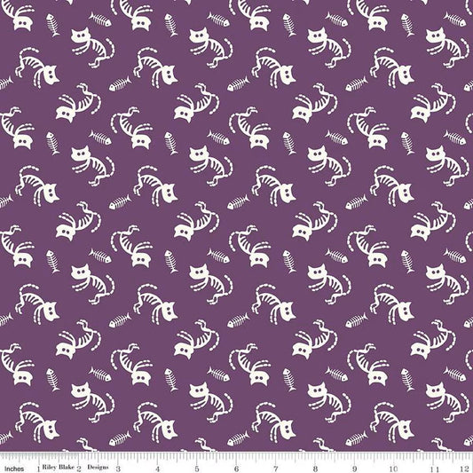 Beggar's Night Cats PURPLE - Riley Blake Designs - Cotton Fabric by the yard - C14501 - PURPLE - Halloween Fabric - Ray of Sonshine Design